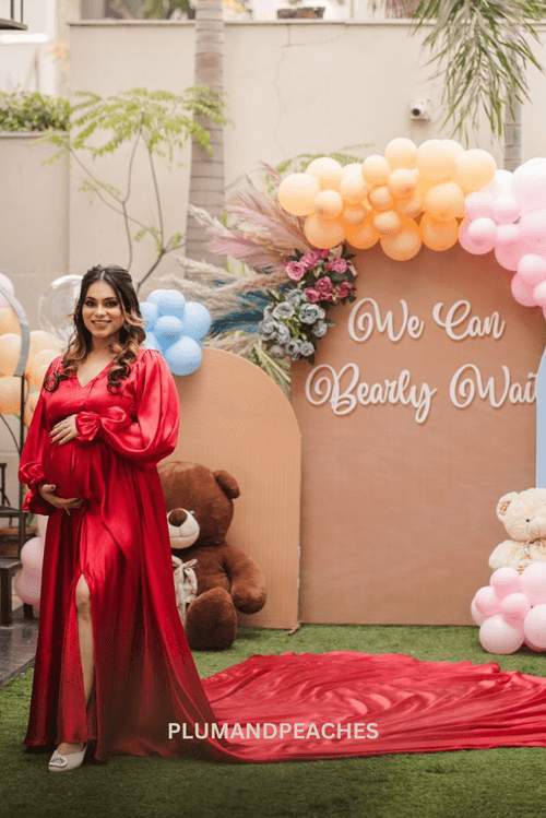 Radiant Red Maternity Photoshoot Dress