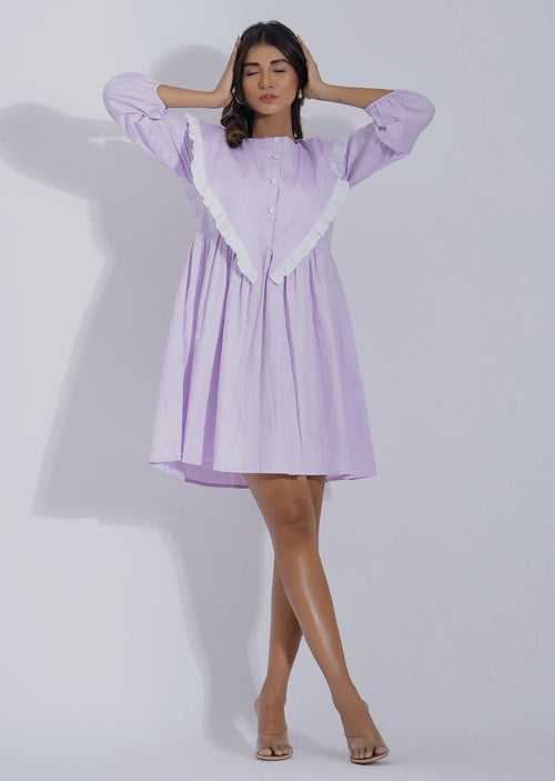 Lavender Color Cotton Dress for Women