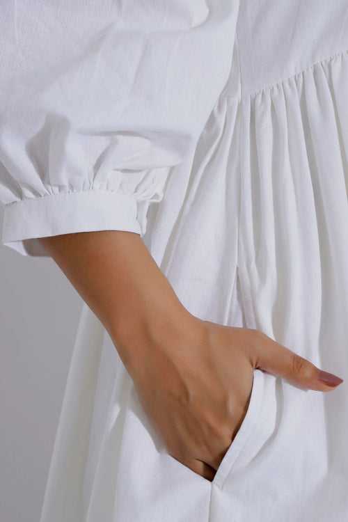 Summer White Colour Cotton Dress for Women
