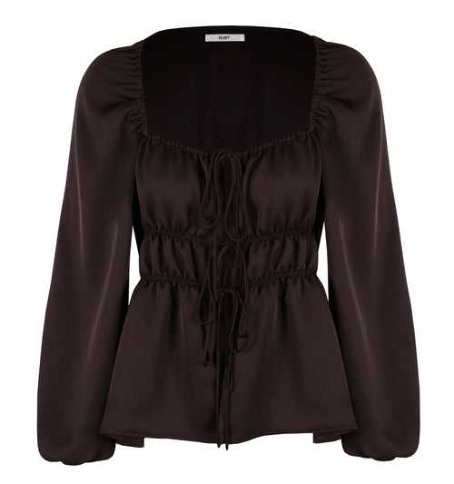 Satin Front Tie Blouse