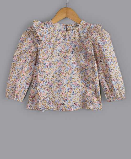 DITSY FLORAL FULL SLEEVES TOP WITH ROUND NECK