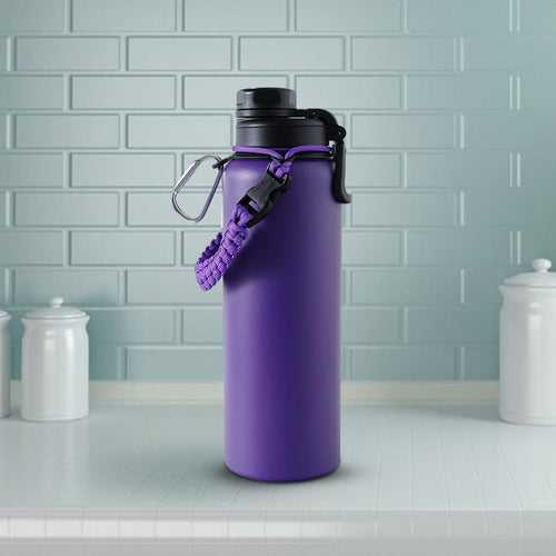 The Better Home Insulated Water Bottle for Gym Kids Office|Thermos Stainless Steel Vacuum Insulated Flask with Rope and Carabiner Hot Water Bottle for Boys and Girls | 1.2 Litre (Purple)