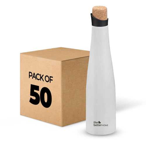 The Better Home Insulated Cork Water Bottle|Hot & Cold Water Bottle 750 Ml -Wine |Easy Pour| Bottle for Fridge/School/Outdoor/Gym/Home/Office/Boys/Girls/Kids, Leak Proof (Pack of 50, White)