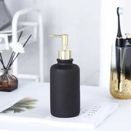 The Better Home 400ml Dispenser Bottle - Black | Ceramic Liquid Dispenser for Kitchen, Wash-Basin, and Bathroom | Ideal for Shampoo, Hand Wash, Sanitizer, Lotion, and More (Pack of 1)