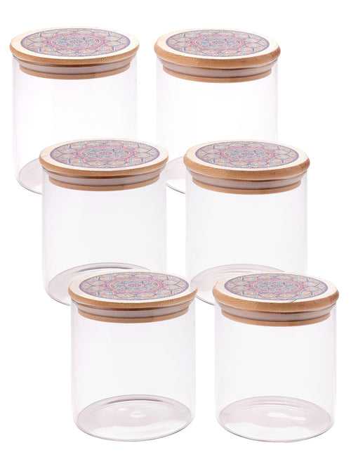 The Better Home Pack of 6 300 ml Each Borosilicate Kitchen Containers Set with Lid | Transparent AirTight Borosilicate Jar For Kitchen Storage | Glass Jars For Cookies, Snack, Spices, Tea, Coffee