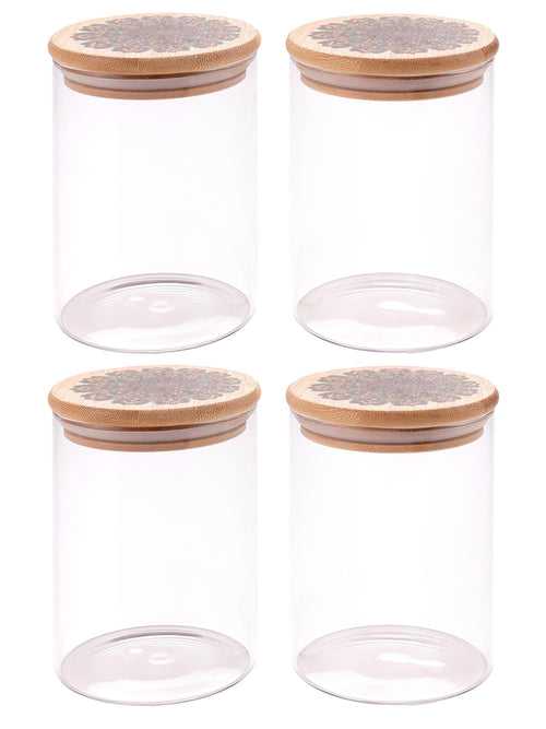 The Better Home Pack of 4 600 ml Each Borosilicate Kitchen Containers Set with Lid | Transparent Airtight Borosilicate Jar For Kitchen Storage | Glass Jars For Cookies, Snack, Spices, Tea, Coffee