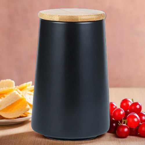 The Better Home Terra Series Ceramic Airtight Big Container For Kitchen Storage (1Pc-850ml)| Storage Box For Kitchen |Dabba Set For Kitchen | Pantry Organizers & Storage |Gift For Housewarming (Black)