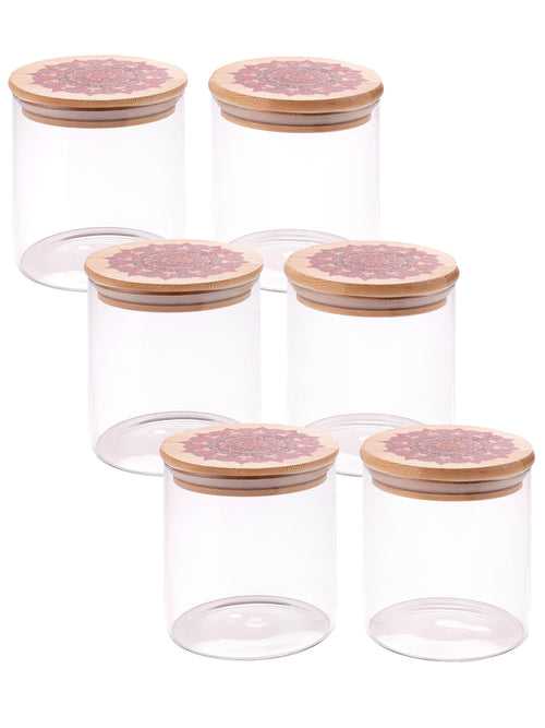 The Better Home Pack of 6 300 ml Each Borosilicate Kitchen Containers Set with Lid | Transparent AirTight Borosilicate Jar For Kitchen Storage | Glass Jars For Cookies, Snack, Spices, Tea, Coffee