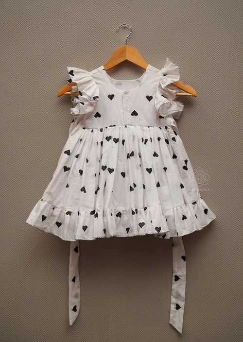 White and Black Hearts Frock