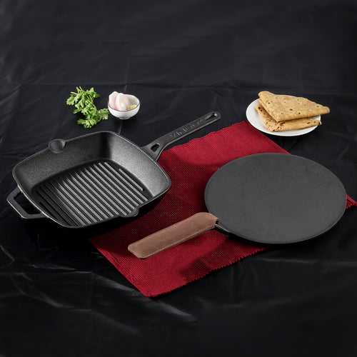 Vinod Legacy Pre-Seasoned Cast Iron Combo Set (Induction Friendly)