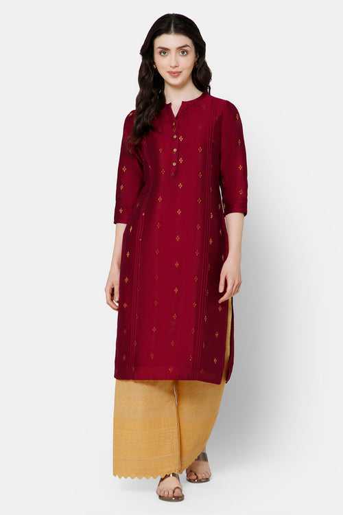 Mythri Women's Straight Ethnic kurta - Pink - KU63