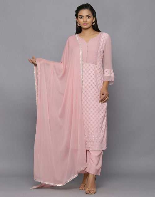 Amaiva Embroidered Straight Kurta With Palazzo And Dupatta