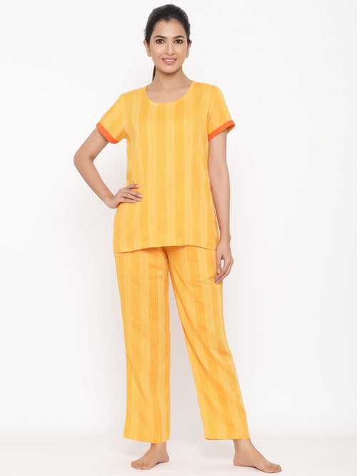 Yellow Yarn Dyed Straight Night Suit