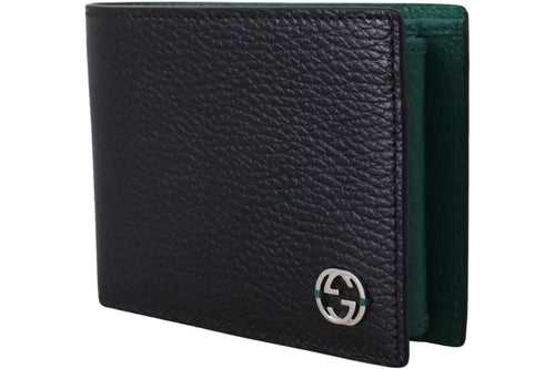 GUCCI INTERLOCKED GG BIFOLD WALLET BLACK GREEN