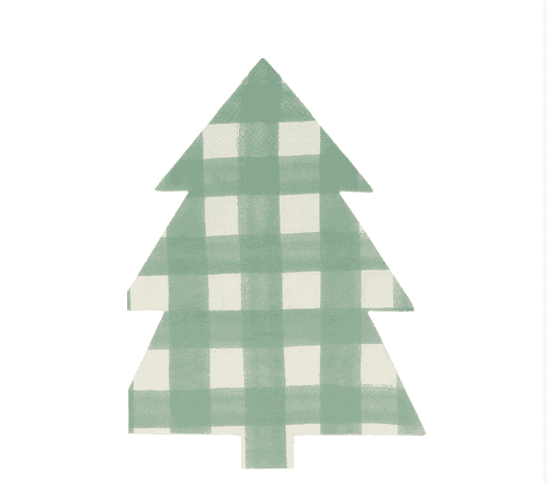 Green Gingham Tree Napkins (x 16)