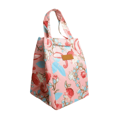 Wonderland Thermal insulated canvas tote lunch bag(Baby Pink)