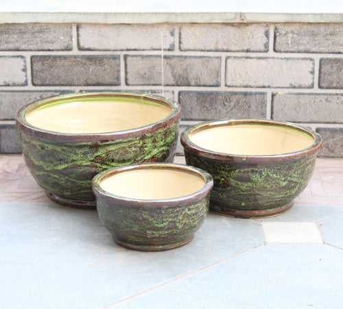 Wonderland Set of 3 brown Imported ceramic pots for exterior/ Outdoor