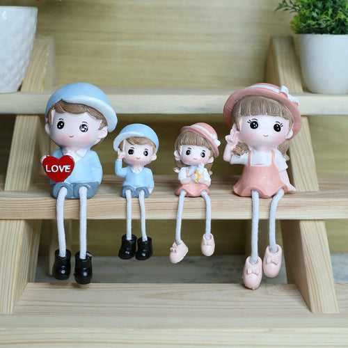 Wonderland set of 4 hanging dolls family statue for shelf décor( style 2)| home décor and gift items
