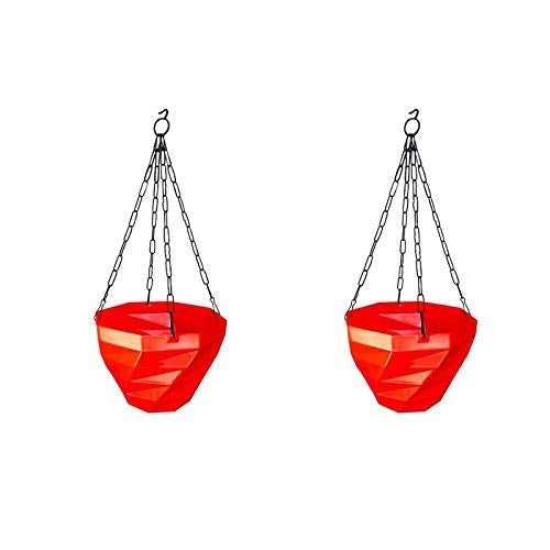 3DEE Hanging (Set of 2) (Red) designer Hanging Basket Plastic Nursery Pots