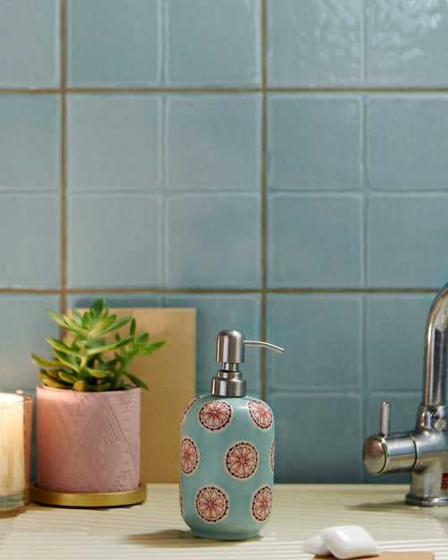 Folk Polka Soap Dispenser - Teal