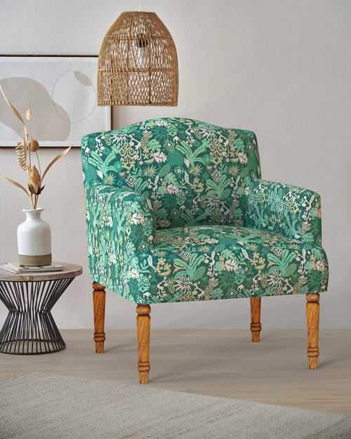 Nawaab Arm Chair - Tropical Ikkat Green