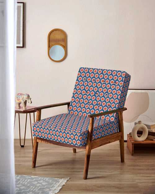 Memsaab Arm Chair - Blue Ikkat