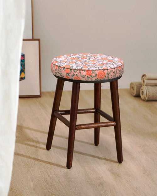 English Cafe Stool - Earthy Florals Peach