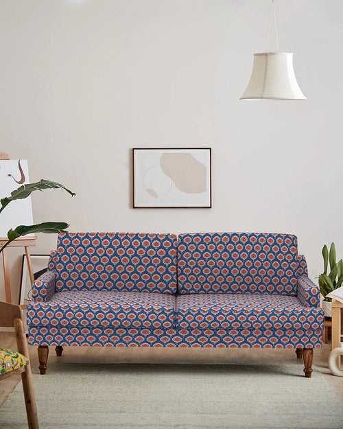 Nawab Couch - Blue Ikkat