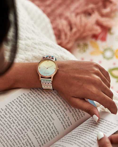 TEAL by Chumbak Ombre Aztec Watch-White