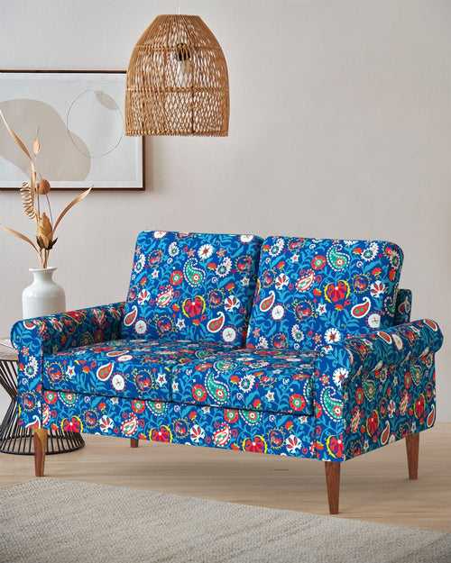 Colonial Couch 2 Seater India Paisleys Blue