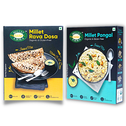 Millet Amma Dosa and Pongal Mix Breakfast Combo Pack of 2 | Millet Dosa Mix 250g + Millet Pongal Mix 250g
