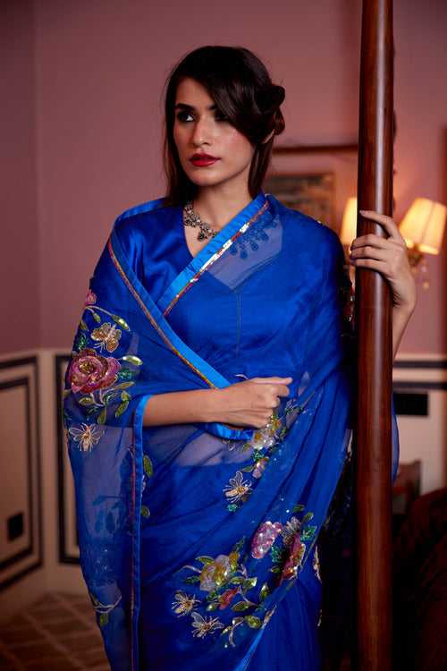 Cobalt blue Organza Neelima Saree