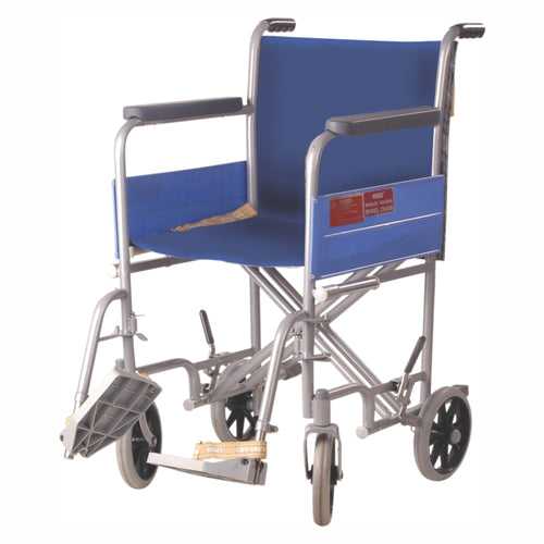 Institutional Wheelchair - 200mm | Folding Mechanism & Fixed Armrest for Elderly & Physically Challenged | Weight Bearing Capacity 100kg (Grey)