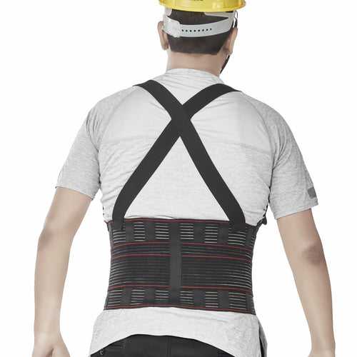 Industrial Back Support (Moderate Support)|For Lifting heavy material/goods | Prevents Lumbar Strain / Sprain |  Back Pain Relief (Black)