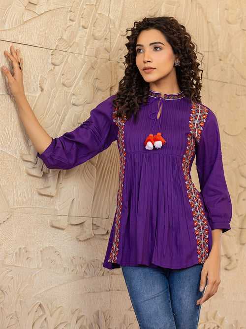 Scarlet Serenade: Rayon Purple Top