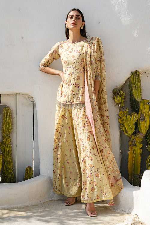 Yellow Printed Kurta Set