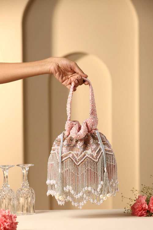 Trisha Pink Sequin and Tassel Potli Bag