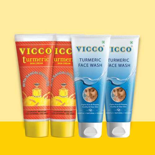 Vicco Turmeric Skin Cream 70gm + Vicco Turmeric Face Wash 70gm (Pack of 2) SP