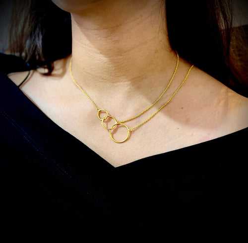 3 Tier Rings Gold Necklace