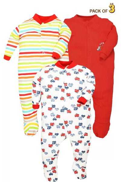 New Born Baby Full Sleeves Rompers Body Suits Jump Suit for Boys and Girls Set of 3