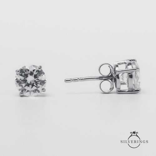 Solitaire Silver Zircon Earrings