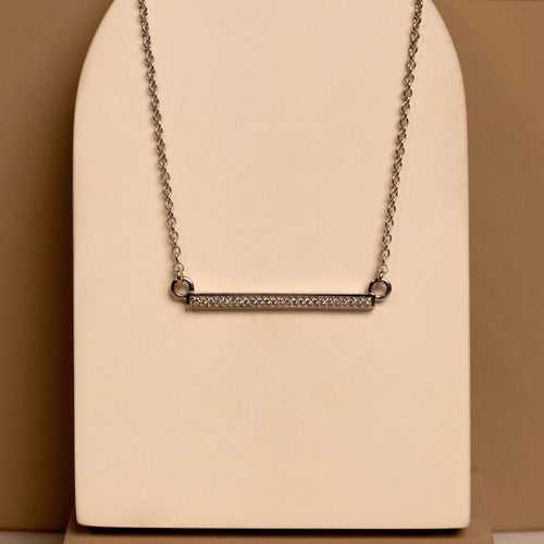 The Ultimate Bar Silver Zircon Necklace