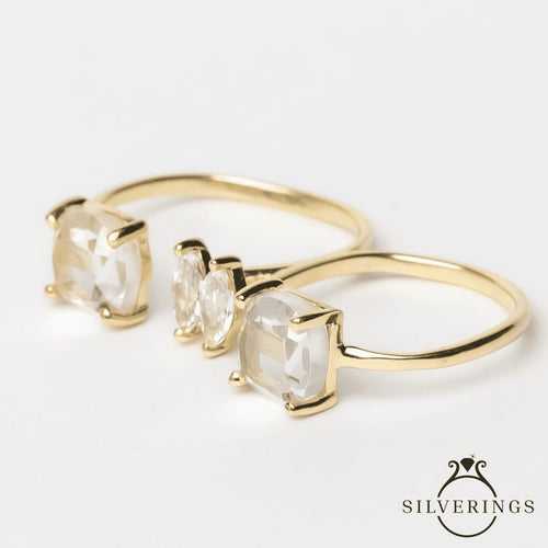 Vintage Double Finger Adjustable Zircon Ring