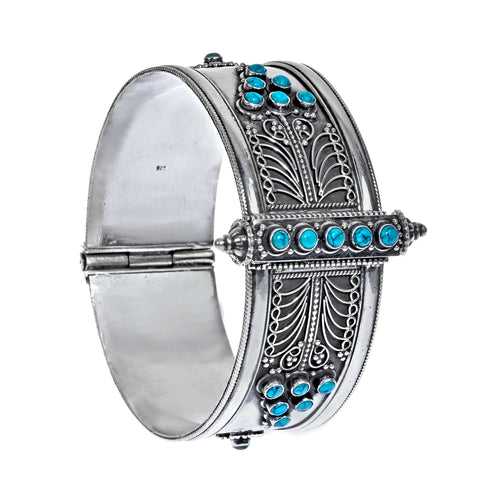 Antique Silver turquoise Kada Bangle Single