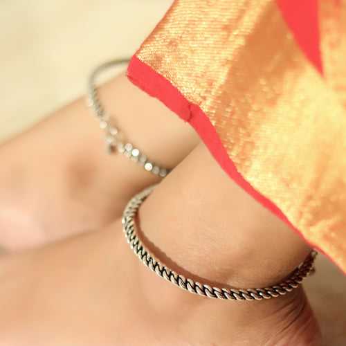 925 Sterling Silver Single Anklet Kada