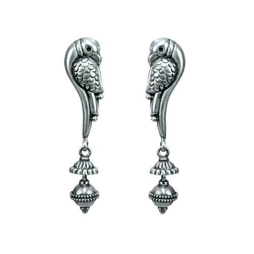 Pure Silver Antique Tribal Peacock Earring