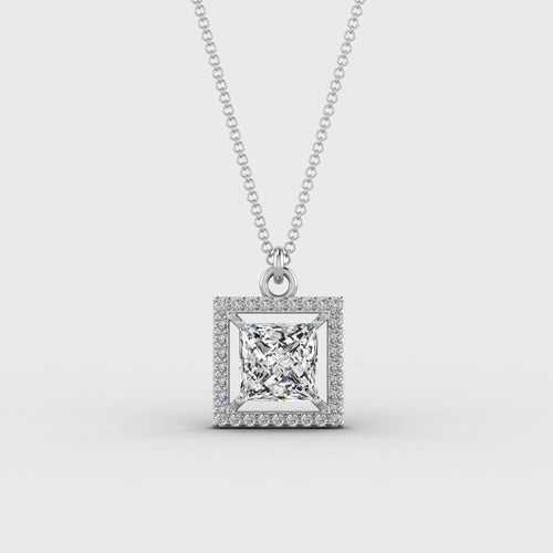 925 Sterling Silver Solitaire Zircon Necklace Pendant With Chain