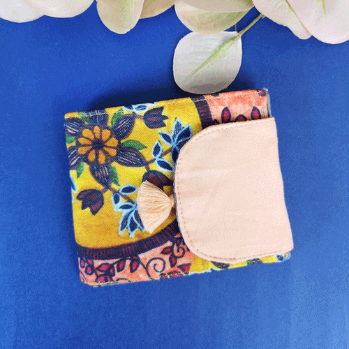 Mini Flap Wallet- Peach Garden