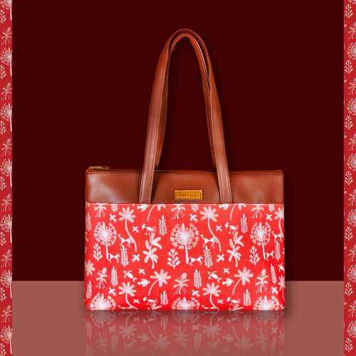 Orange Warli Jungle Tote Bag