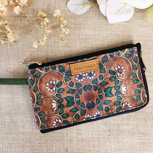 Dual-Zip Kalamkari Brown Garden